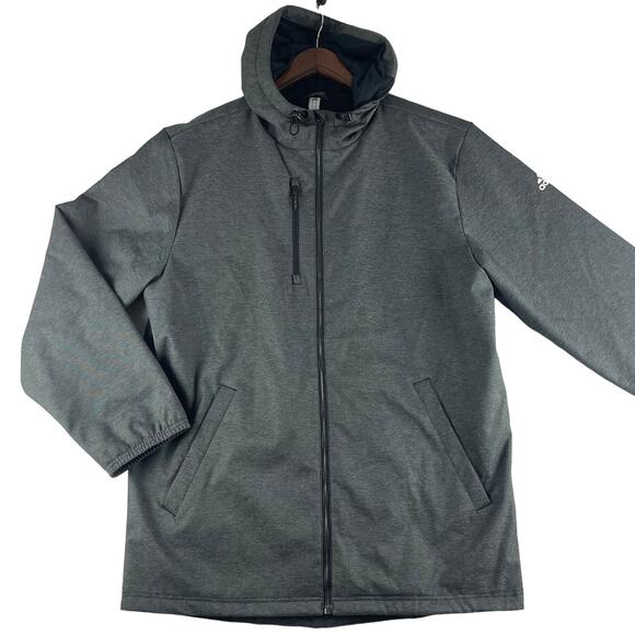 Adidas Heavyweight Hooded Jacket Men’s SZ M Charcoal Gray Climaproof Lined GUC💗